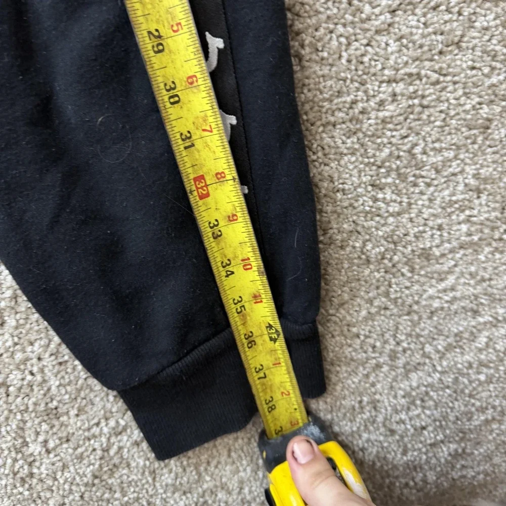 True Religion Jogger Pants Mens Med Black Fleece Elastic Waist Side Logo Stripe